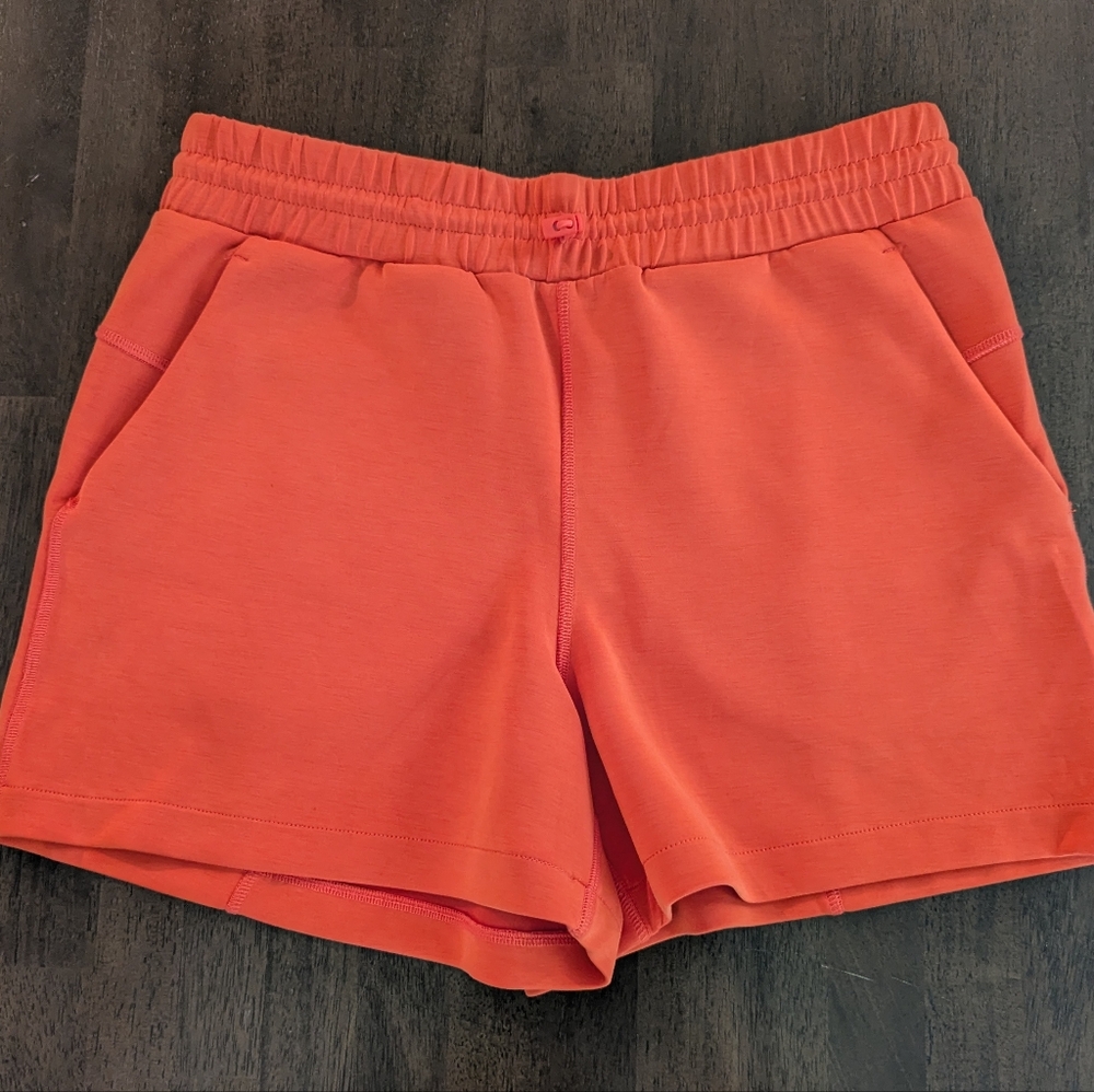 Vibrant Orange Athletic Shorts with Elastic Waistband